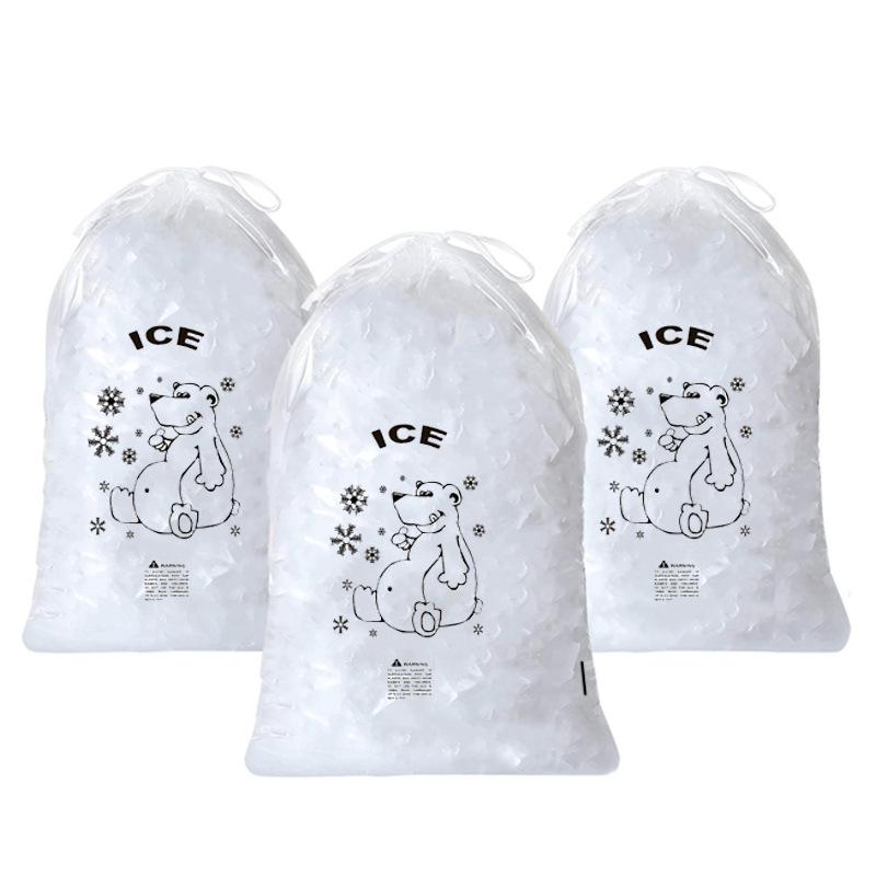 Customized Disposable Plastic Ice Bag Packing with logo with Drawstring