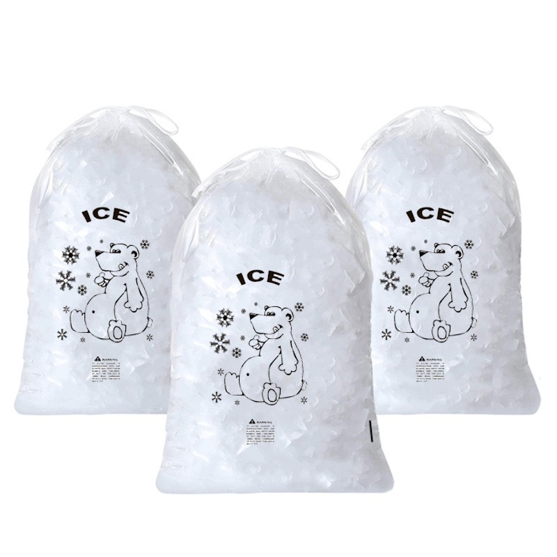 Customized Disposable Plastic Ice Bag Packing with logo with Drawstring - product image 1