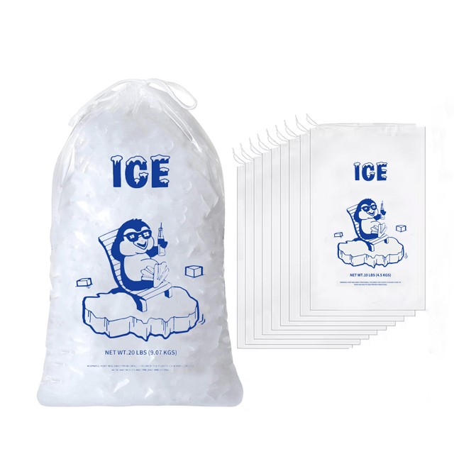 Customized Disposable Plastic Ice Bag Packing with logo with Drawstring - product image 2