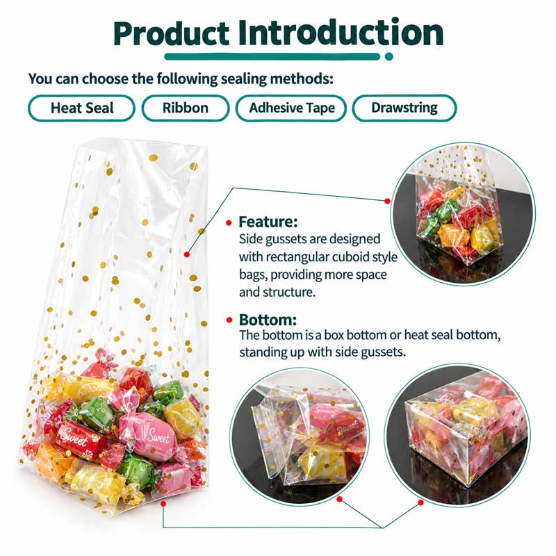 custom transparent OPP square bottom bags